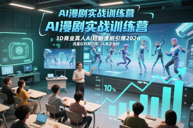 AI漫剧实战训练营，3D商业真人AI短剧漫剧引爆2026，流量红利期已至，入场正当时-灼光资源宝库