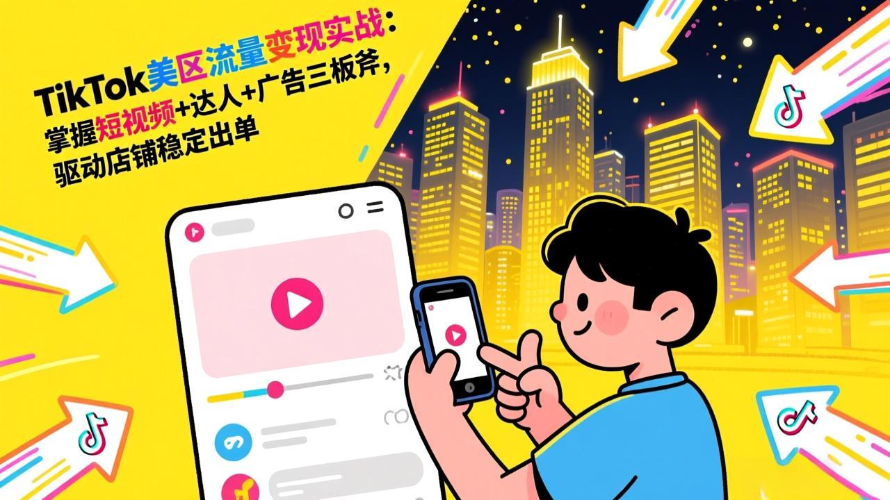 TikTok美区流量变现实战：掌握短视频+达人+广告三板斧，驱动店铺稳定出单-灼光资源宝库