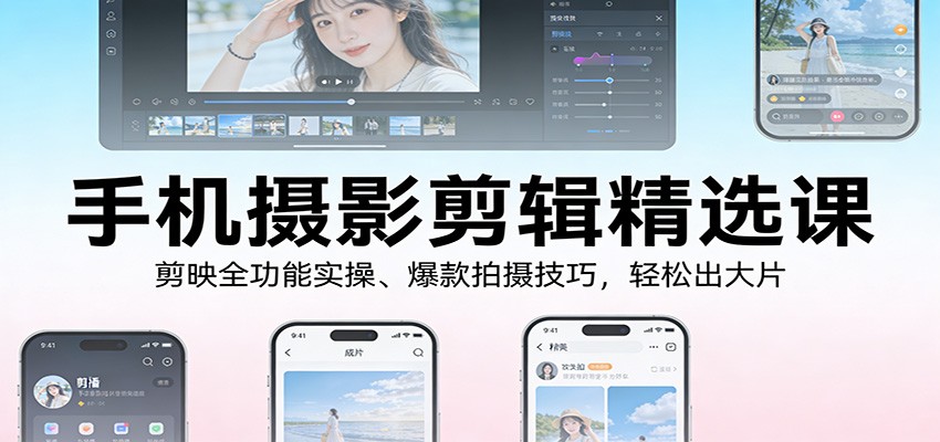 手机摄影剪辑精选课：剪映全功能实操、爆款拍摄技巧，轻松出大片-灼光资源宝库