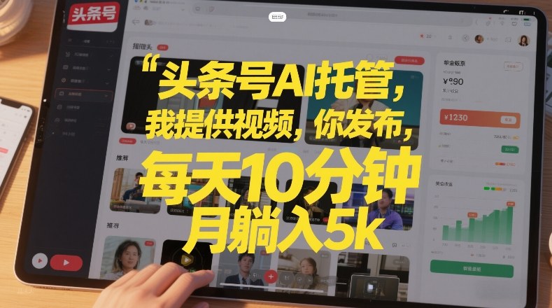 头条号AI托管，我提供视频，你发布，每天10分钟，月躺入5k+【揭秘】-蘑菇资源宝库
