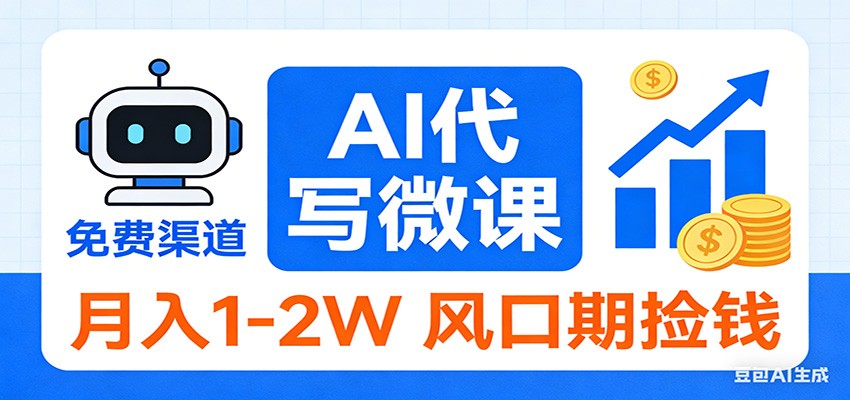 2026告别打工！AI 代写微课，提供免费渠道，月入 1-2W 风口期捡钱-灼光资源宝库