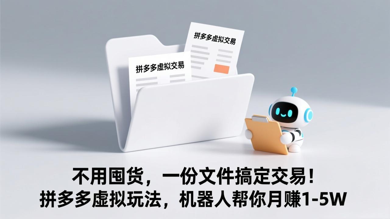 不用囤货，一份文件搞定交易！拼多多虚拟玩法，机器人帮你月赚 1-5W-灼光资源宝库