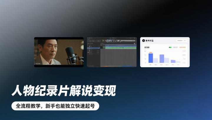 人物纪录片解说变现，全流程教学，新手也能独立快速起号-灼光资源宝库