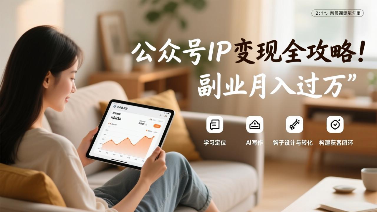 公众号IP变现全攻略,学习定位、AI写作、钩子设计与转化,构建获客闭环,副业月入过万-灼光资源宝库