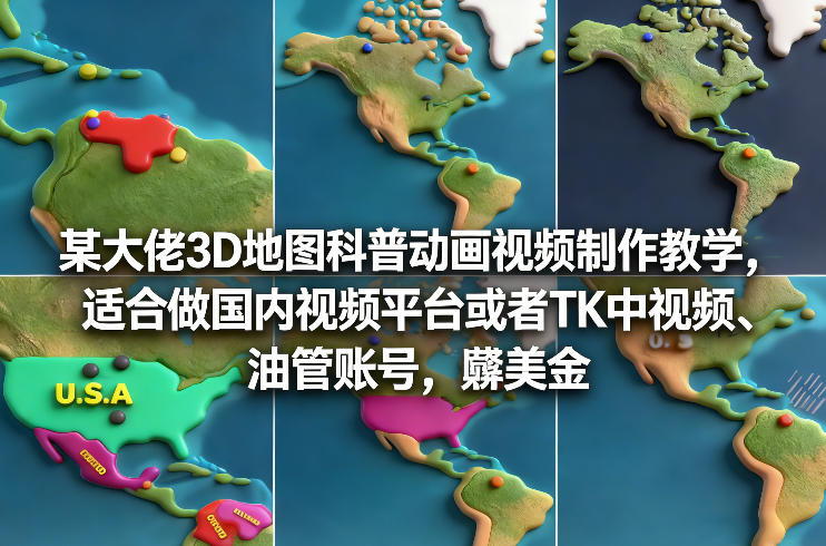 某大佬3D地图科普动画视频制作教学，适合做国内视频平台或者TK中视频、油管账号，賺美金-灼光资源宝库