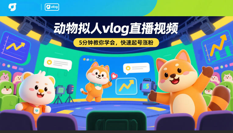 动物拟人vlog直播视频，5分钟教你学会，快速起号涨粉-灼光资源宝库