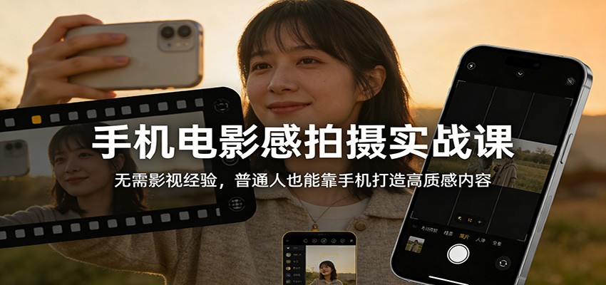手机电影感拍摄实战课:无需影视经验,普通人也能靠手机打造高质感内容-蘑菇资源宝库