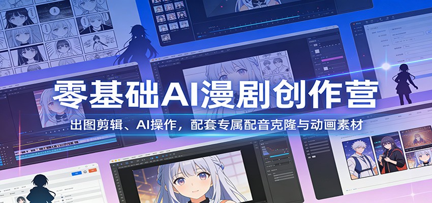 零基础AI漫剧创作营：出图剪辑、AI操作，配套专属配音克隆与动画素材-灼光资源宝库