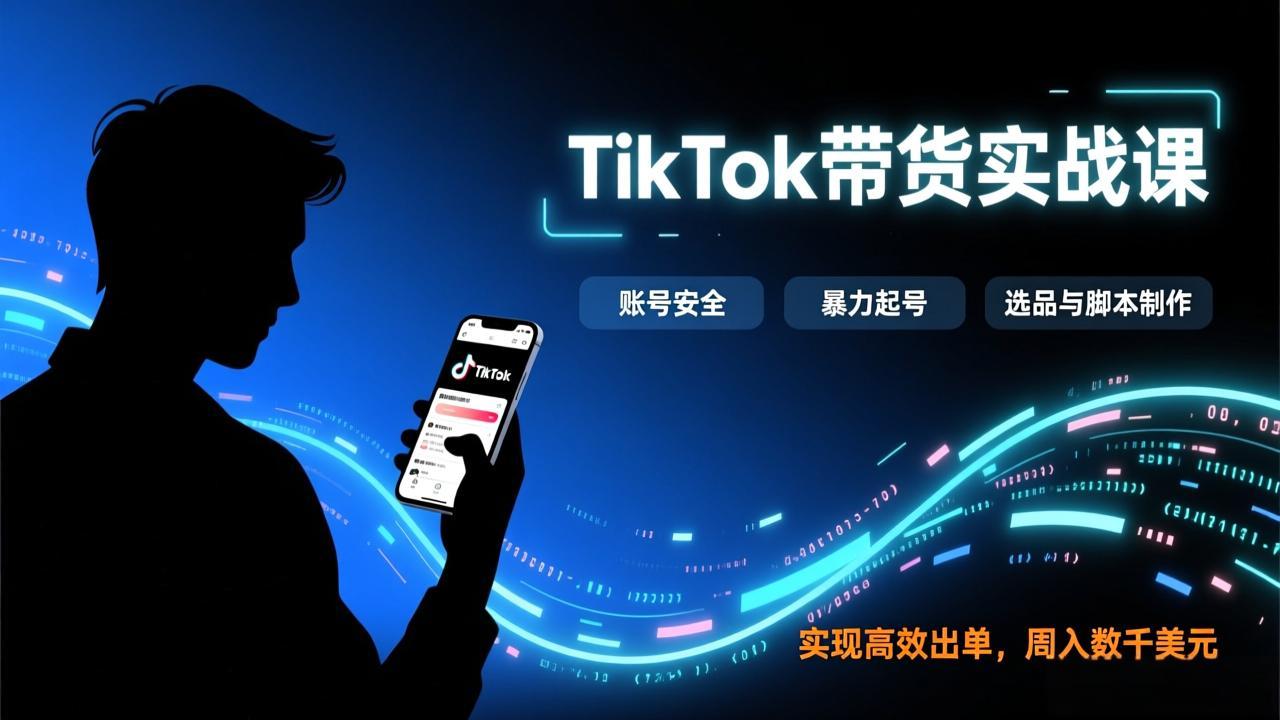 TikTok带货实战课,涵盖账号安全、暴力起号、选品与脚本制作,实现高效出单,周入数千美元-灼光资源宝库