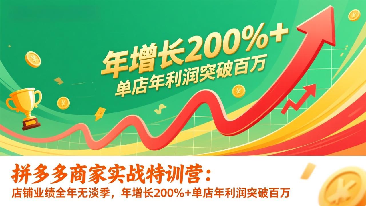 拼多多商家实战特训营：店铺业绩全年无淡季，年增长200%+单店年利润突破百万(26年更新-灼光资源宝库