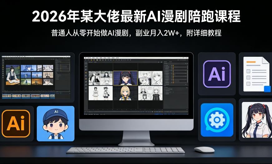 26年某大佬最新Ai漫剧陪跑课程,普通人从零开始做AI漫剧,副业月入2W+-灼光资源宝库