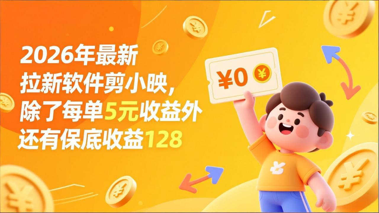 最新拉新软件剪小映，除了每单5元收益外还有保底收益128-灼光资源宝库