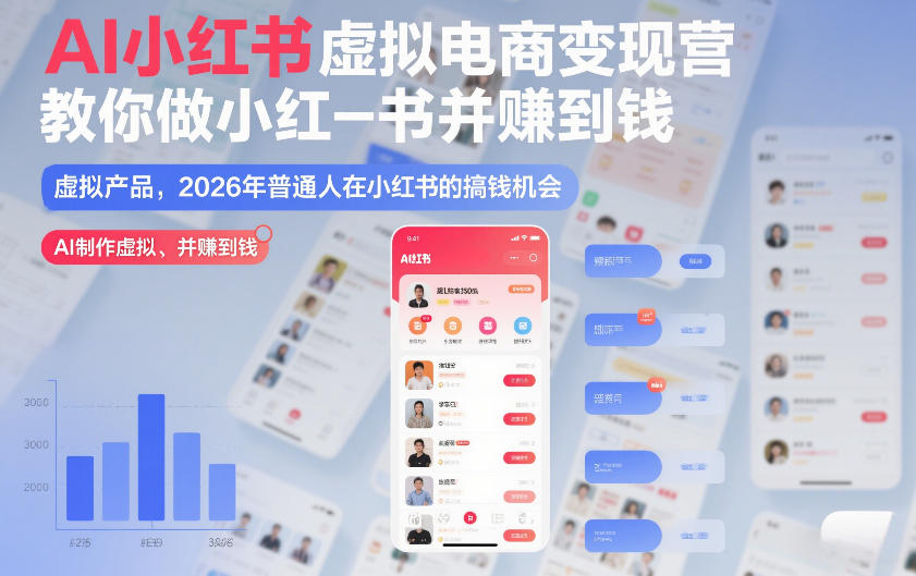 AI小红书虚拟电商变现营，教你做小红书并賺到钱，虚拟产品，2026年普通人在小红书的搞钱机会(完结)-灼光资源宝库