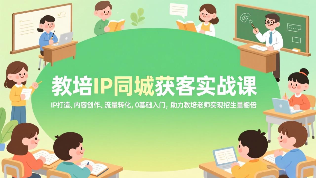 教培IP同城获客实战课，IP打造、内容创作、流量转化，0基础入门，助力教培老师实现招生量翻倍-灼光资源宝库