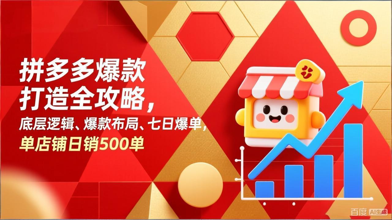 拼多多爆款打造全攻略，底层逻辑、爆款布局、七日爆单，单店铺日销500单-灼光资源宝库