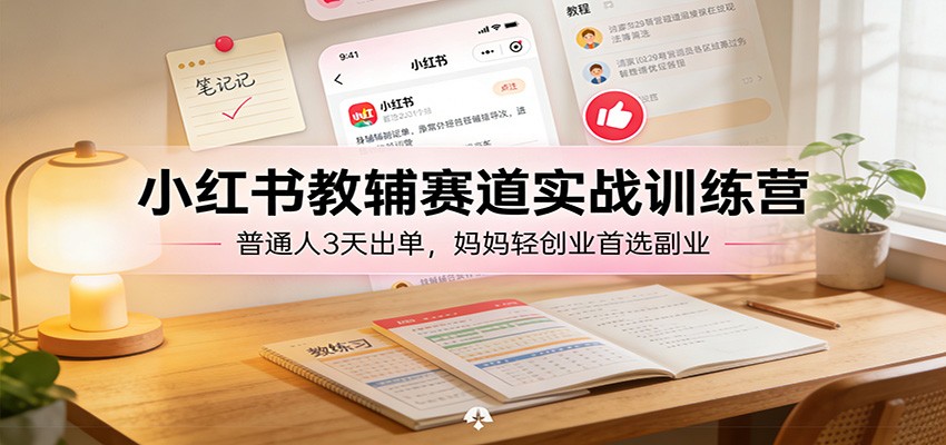 小红书教辅赛道实战训练营：普通人3天出单，妈妈轻创业首选副业-灼光资源宝库