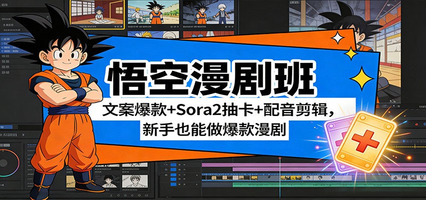 悟空漫剧班：文案爆款+Sora2抽卡+配音剪辑，新手也能做爆款漫剧-灼光资源宝库