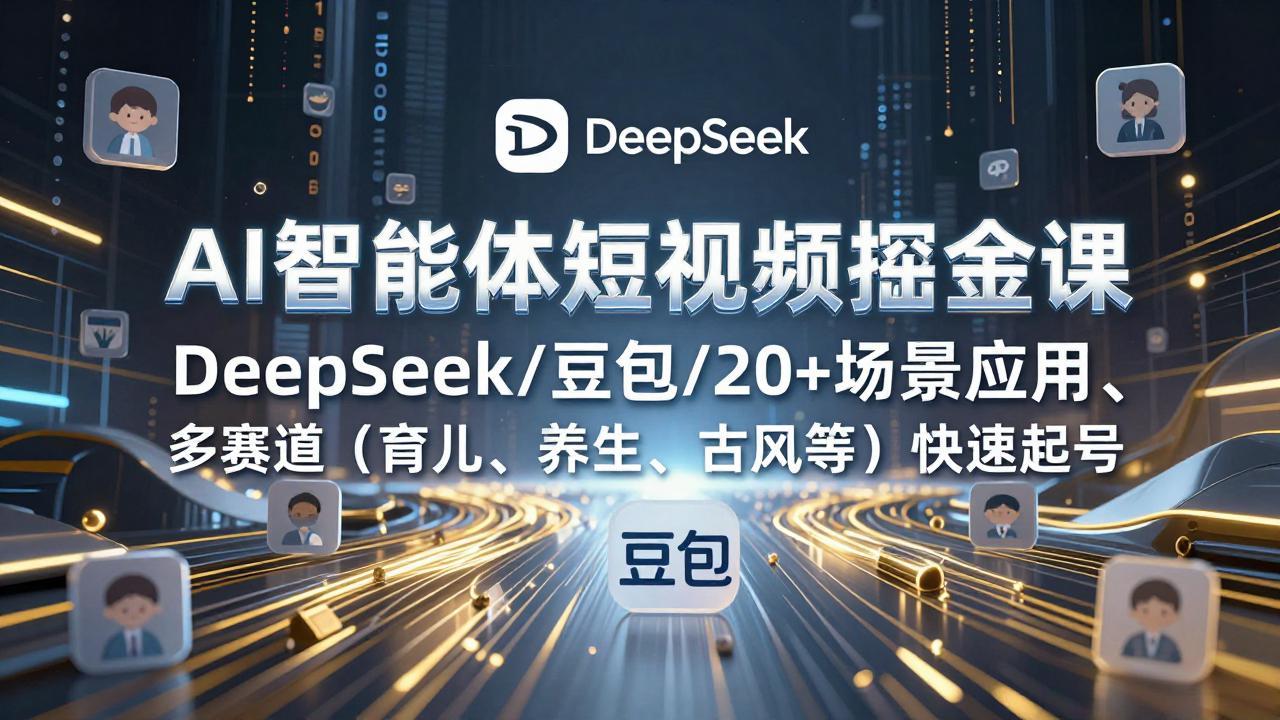 AI智能体短视频掘金课,DeepSeek/豆包/20+场景应用、多赛道(育儿、养生、古风等-灼光资源宝库
