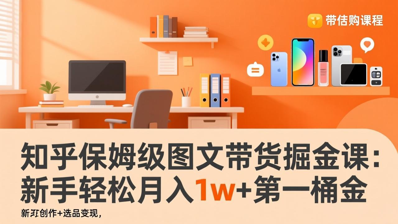 知乎保姆级图文带货掘金课：账号打造+爆文创作+选品变现，新手轻松月入1w+第一桶金-灼光资源宝库