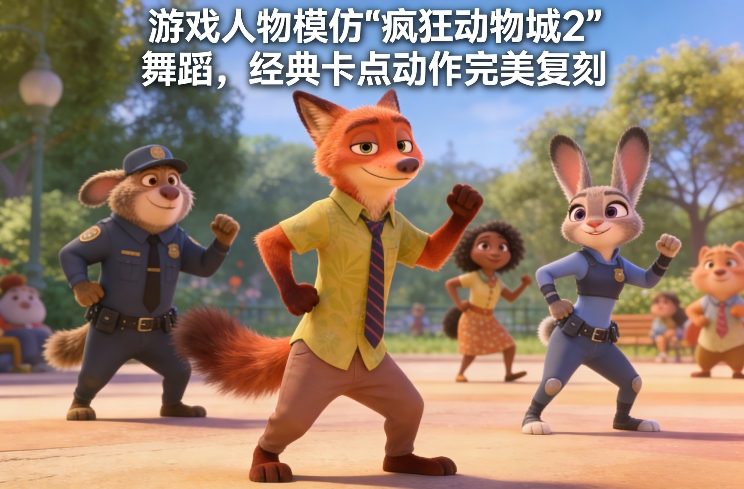游戏人物模仿“疯狂动物城2”舞蹈，经典卡点动作完美复刻-灼光资源宝库