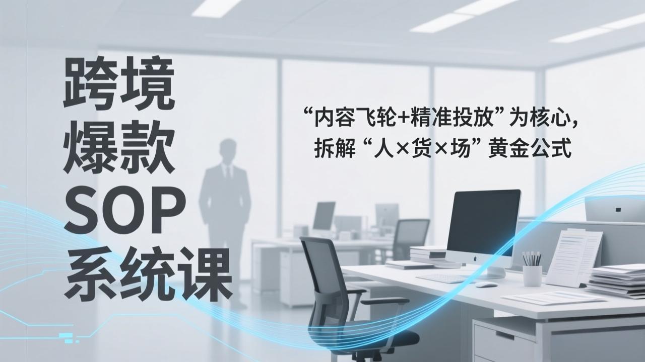 跨境爆款SOP系统课，“内容飞轮+精准投放”为核心，拆解“人×货×场”黄金公式-灼光资源宝库