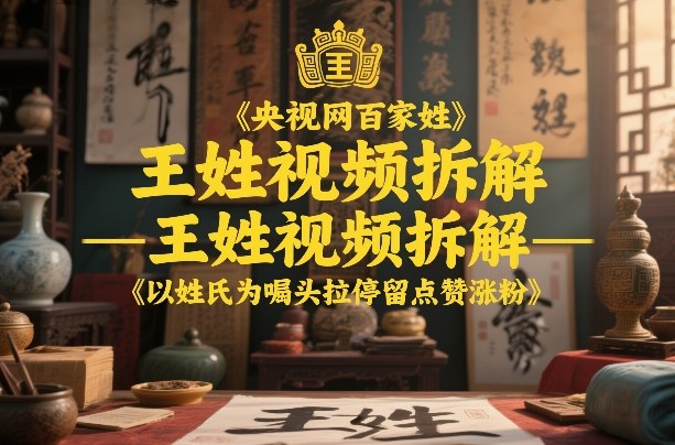 央视网百家姓–王姓视频拆解，以姓氏为噱头拉停留点赞涨粉-灼光资源宝库