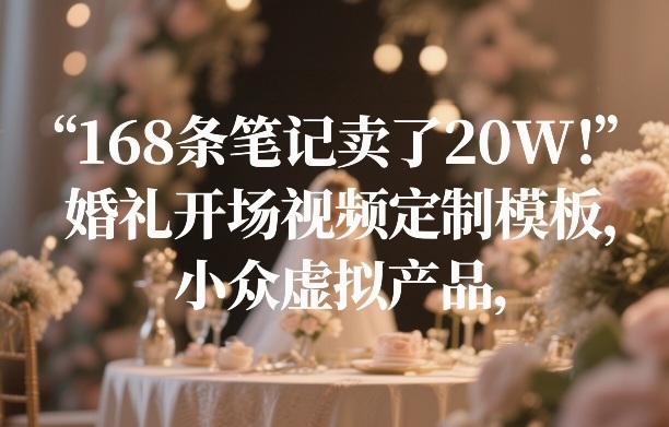 168条笔记卖了20W！婚礼开场视频定制模板，小众虚拟产品-灼光资源宝库