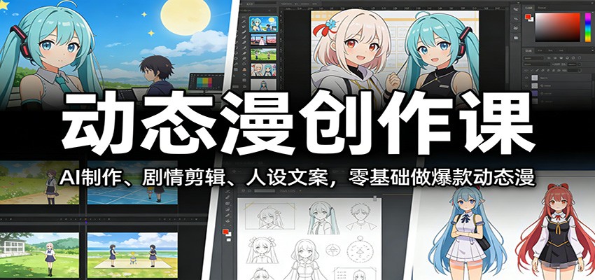 动态漫创作课：AI制作、剧情剪辑、人设文案，零基础做爆款动态漫-灼光资源宝库