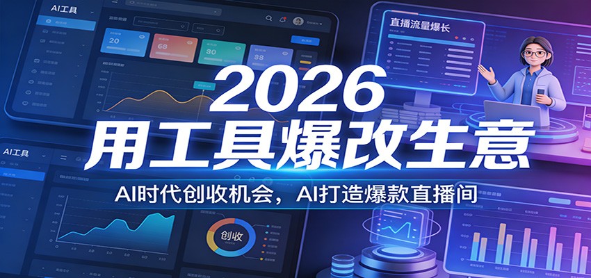 2026用工具爆改生意，AI时代创收机会，AI打造爆款直播间-灼光资源宝库