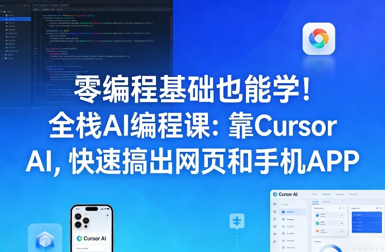 零编程基础也能学！全栈AI编程课：靠Cursor AI，快速搞出网页和手机APP-灼光资源宝库