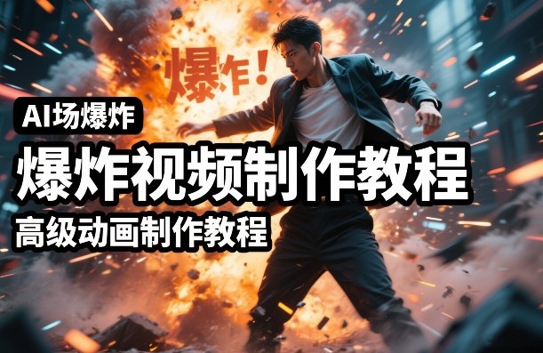 AI场景爆炸视频制作教程，利用人物实拍视频制作出高级的动画特效-灼光资源宝库
