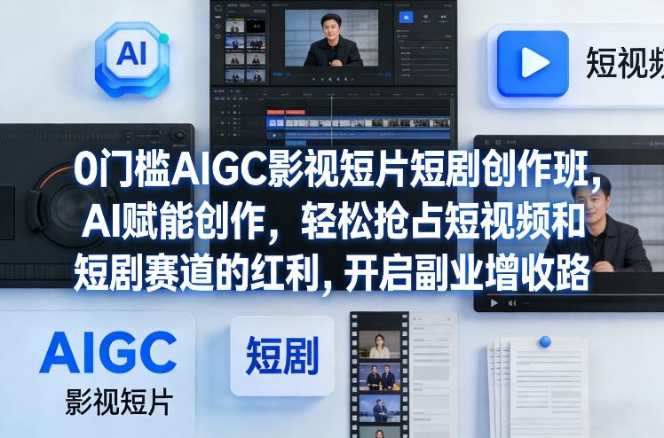 0门槛AIGC影视短片短剧创作班,AI赋能创作,轻松抢占短视频和短剧赛道的红利,开启副业增收路-灼光资源宝库