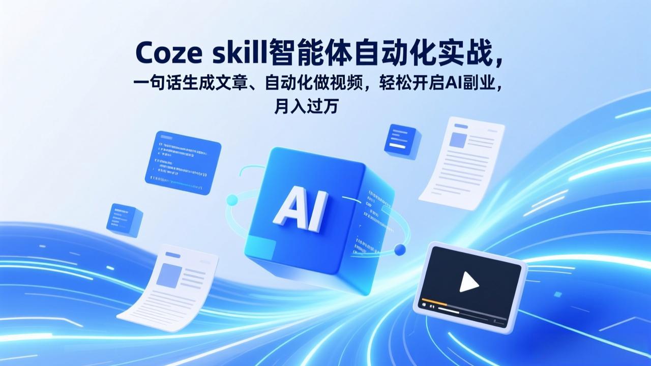 Coze skill智能体自动化实战,一句话生成文章、自动化做视频,轻松开启AI副业,月入过万-灼光资源宝库