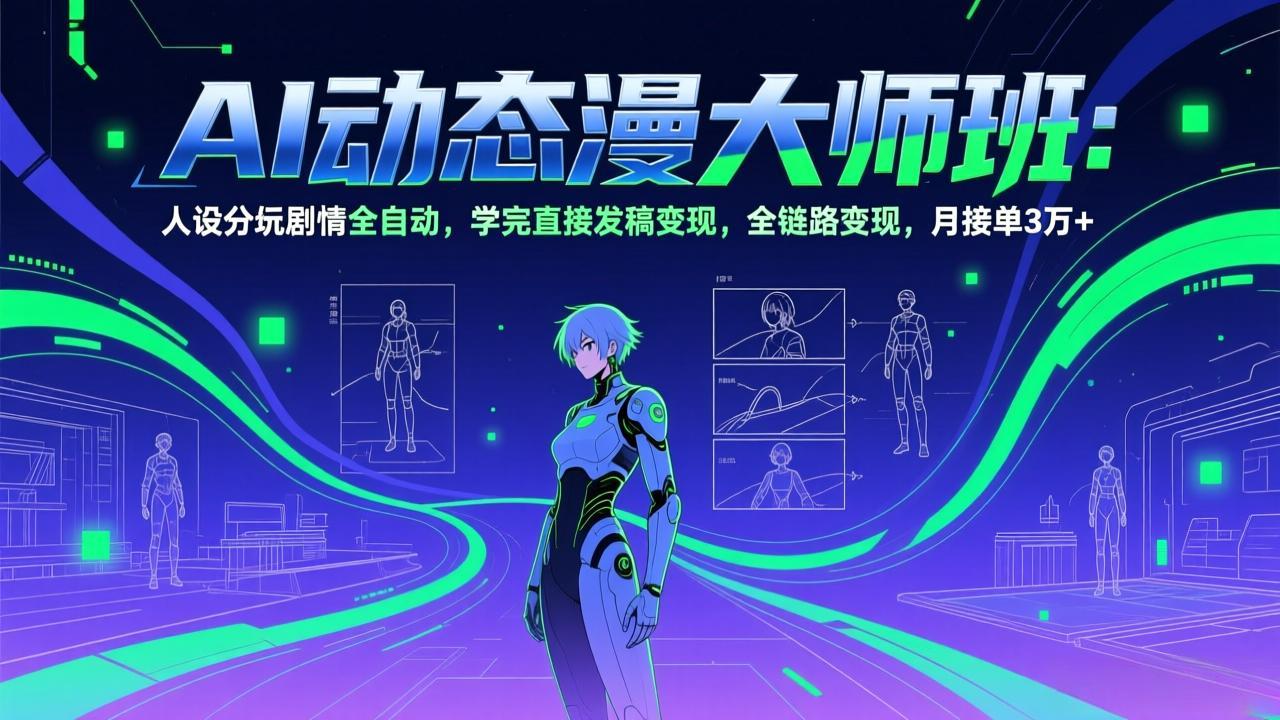 AI动态漫剧大师班：人设分镜剧情全自动，学完直接发稿变现，全链路变现，月接单3万+-灼光资源宝库