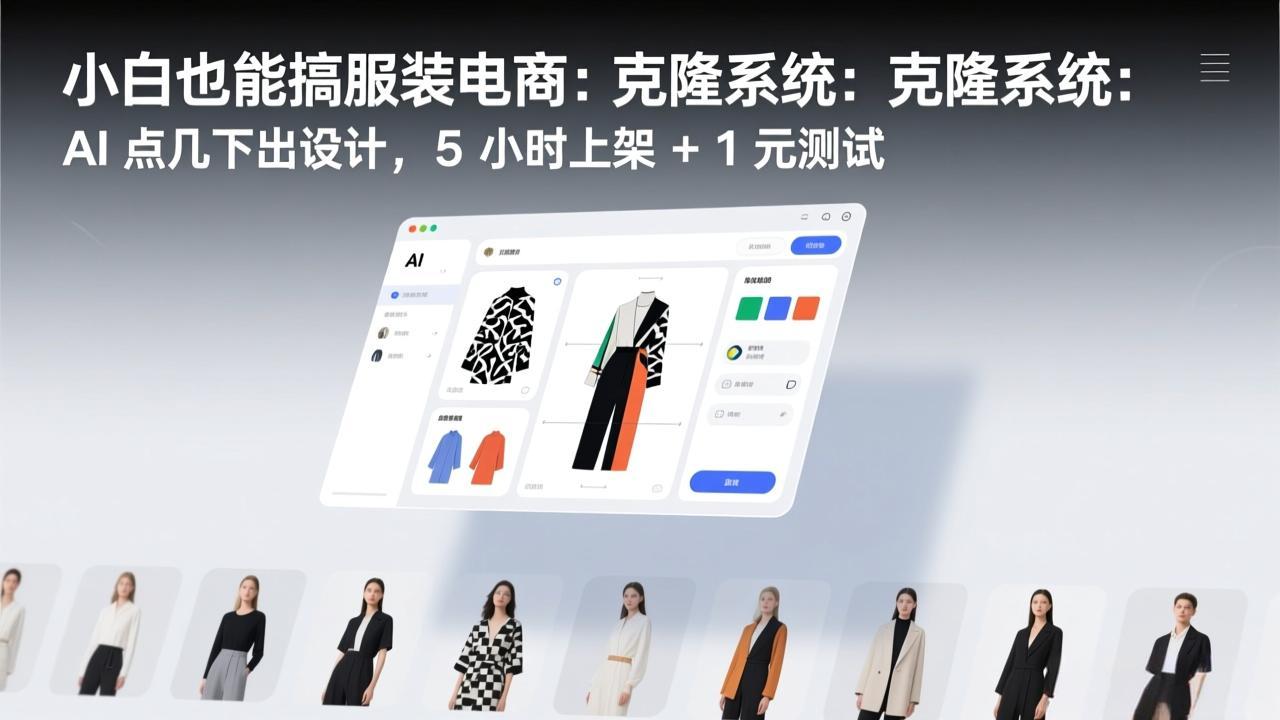 小白也能搞服装电商：克隆系统：AI 点几下出设计，5 小时上架 + 1 元测试-灼光资源宝库