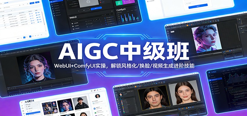 AIGC中级班:WebUI+ComfyUI实操,解锁风格化/换脸/视频生成进阶技能-灼光资源宝库