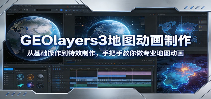GEOlayers3地图动画制作:从基础操作到特效制作,手把手教你做专业地图动画-蘑菇资源宝库