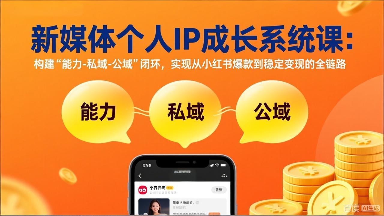新媒体个人IP成长系统课-更新:构建“能力-私域-公域”闭环,实现从小红书爆款到稳定变现-灼光资源宝库