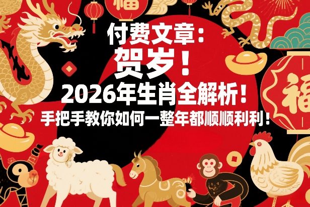 付费文章：贺岁！2026年生肖全解析！手把手教你如何一整年都顺顺利利！-灼光资源宝库