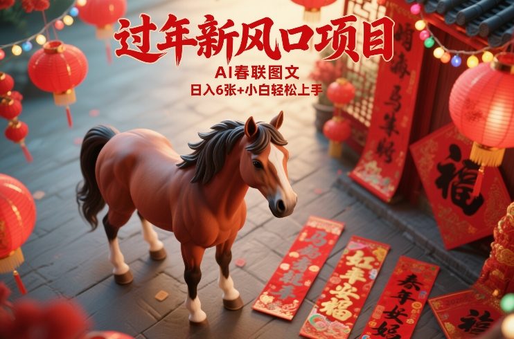 过年新风口项目,用ai春联图文,日入6张+小白轻松上手【揭秘】-灼光资源宝库