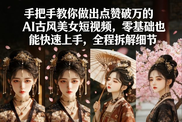 手把手教你做出点赞破万的AI古风美女短视频，零基础也能快速上手，全程拆解细节-灼光资源宝库