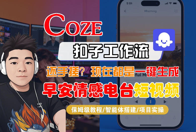 【Coze工作流搭建实操教程】【coze】早安情感电台日签视频还在手动做？用扣子工作流自动生成，省时90%-灼光资源宝库