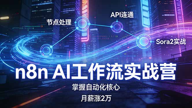 n8n AI工作流实战营，节点处理+API连通+Sora2实战，掌握自动化核心月薪涨2万-灼光资源宝库