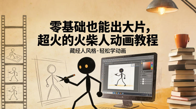 零基础也能出大片，超火的火柴人动画教程(藏经人风格)-灼光资源宝库