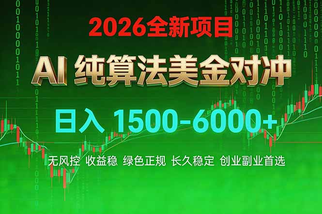 2026 全新美金对冲项目，不套平台赠金，不封号，纯算法对冲，日入 1500-6000+-灼光资源宝库