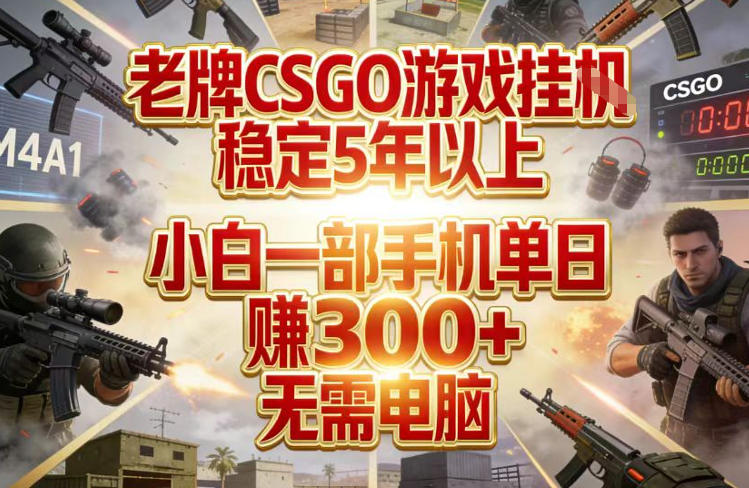 老牌CSGO游戏挂G，稳定5年以上，小白一部手机单日賺3张+，无需电脑【揭秘】-灼光资源宝库
