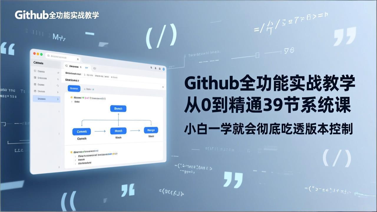 GitHub-全功能实战教学,从0到精通39节系统课,小白一学就会彻底吃透版本控制-灼光资源宝库