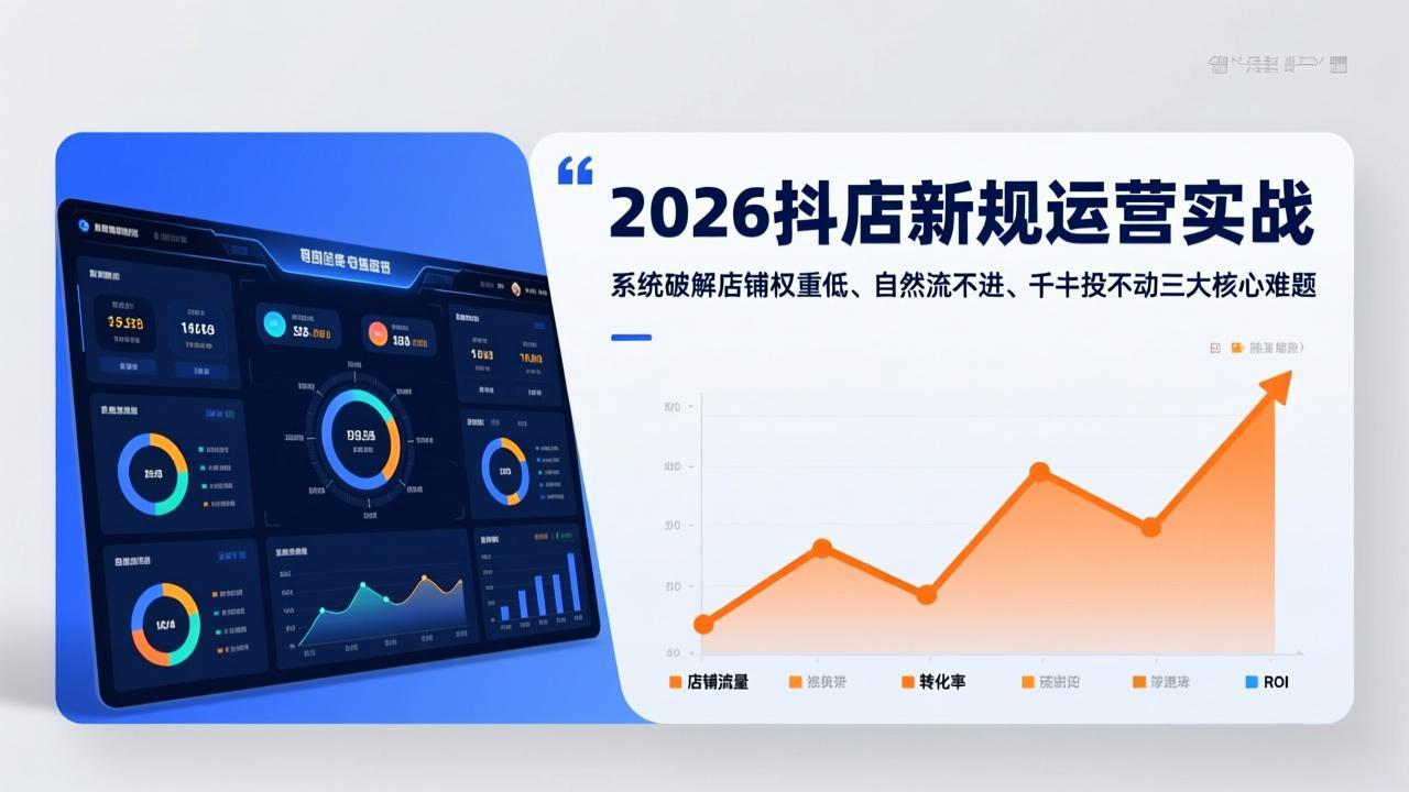 2026抖店新规运营实战：系统破解店铺权重低、自然流不进、千川投不动三大核心难题-灼光资源宝库
