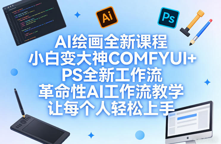 AI绘画全新课程，小白变大神COMFYUI+PS全新工作流，革命性AI工作流教学，让每个人轻松上手-灼光资源宝库