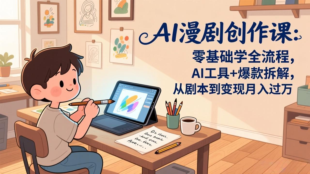 AI漫剧创作课：零基础学全流程，AI工具+爆款拆解，从剧本到变现月入过万-灼光资源宝库